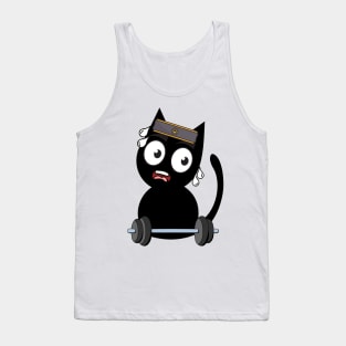 Funny black cat is exercising Tank Top